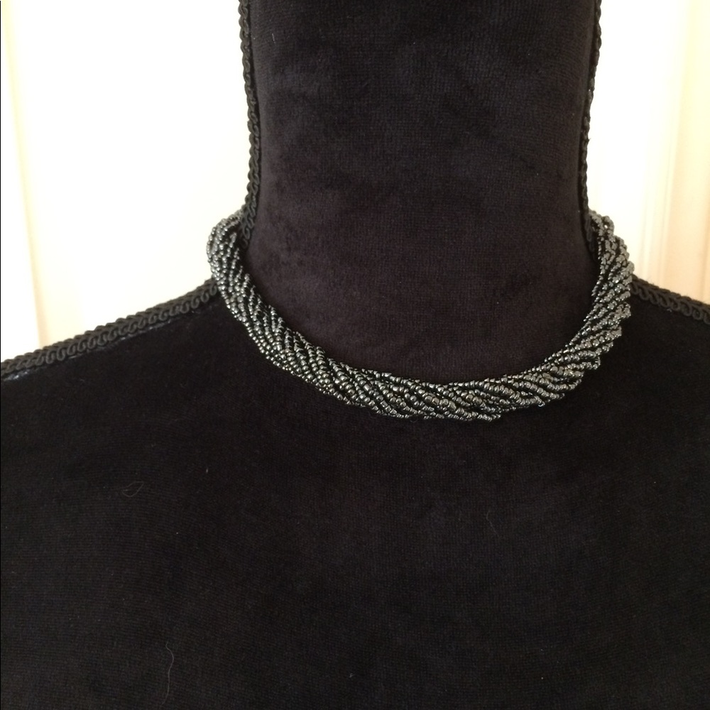 Dark Gray Beaded Chocker Necklace